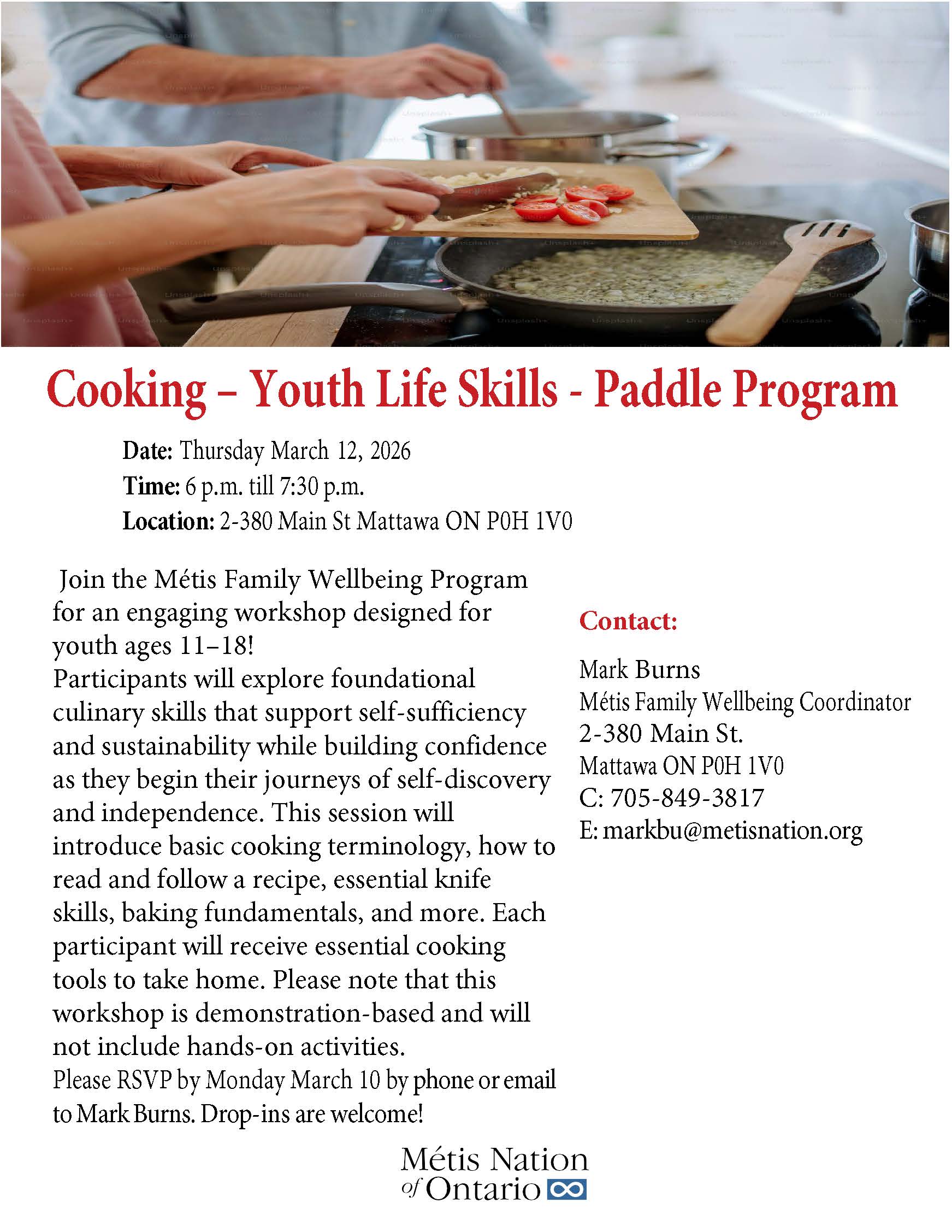 Event image Cooking – Youth Life Skills - Paddle Program